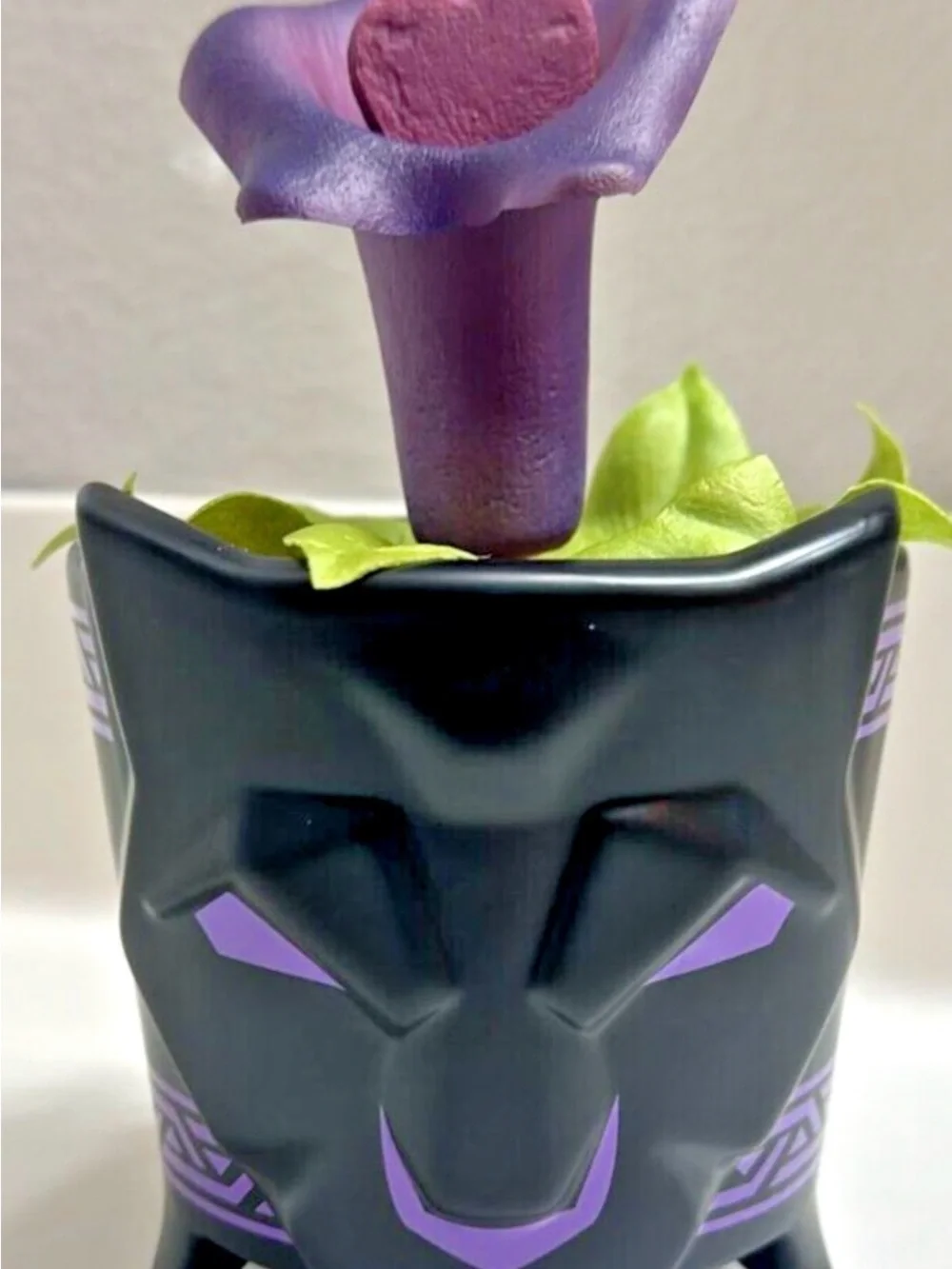 Wakanda Purple Flower Accent in Black Planter